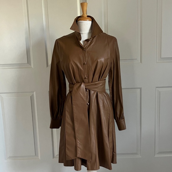 Chic Long Sleeve Belted Dress in Brown - Picture 7 of 7